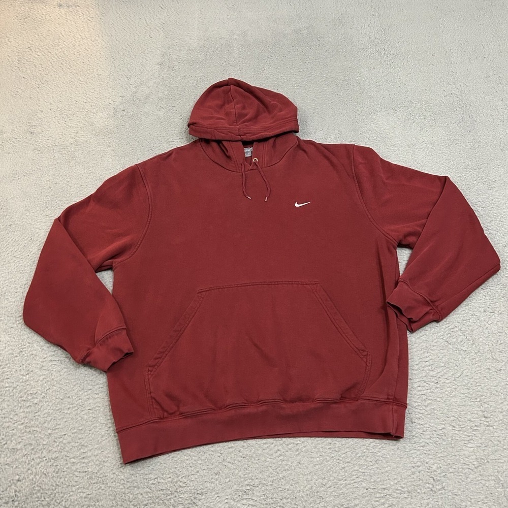 Vintage Nike Hoodie Mens Extra Large Red Pullover Sweatshirt‎ Swoosh Y2K Adult